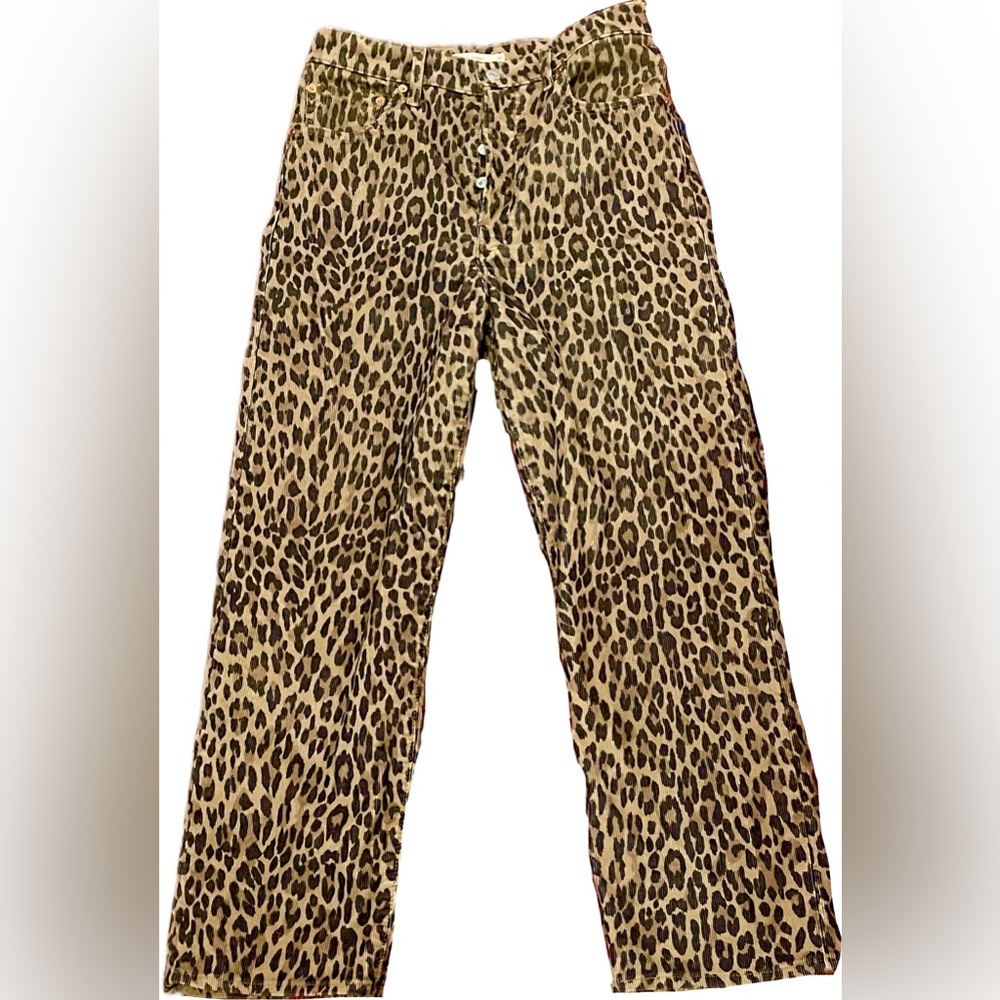 LEVIS RIBCAGE STRAIGHT LEOPARD PRINT CORDUROY PANTS SIZE 30